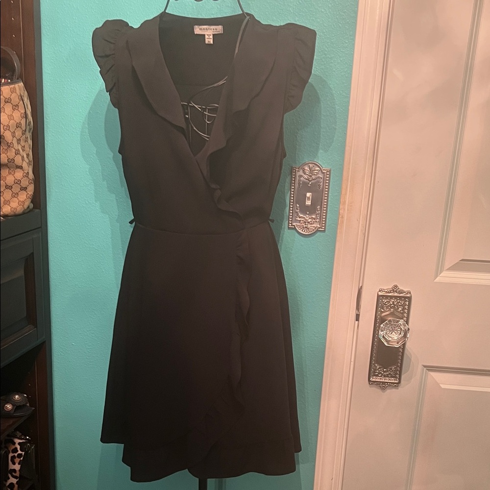Monteau Black Ruffle Accent Mini Dress